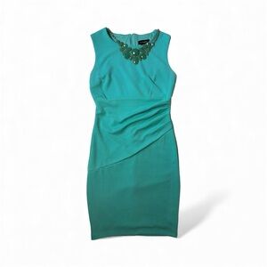 B. Smart Turquoise Sleeveless Mini Dress with Necklace